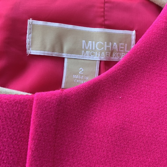 NWT 🌸 Michael Kors Hot Neon Barbicore Barbie 💕 Pink Peplum Flare Hem Top Sz 2 - Picture 10 of 16